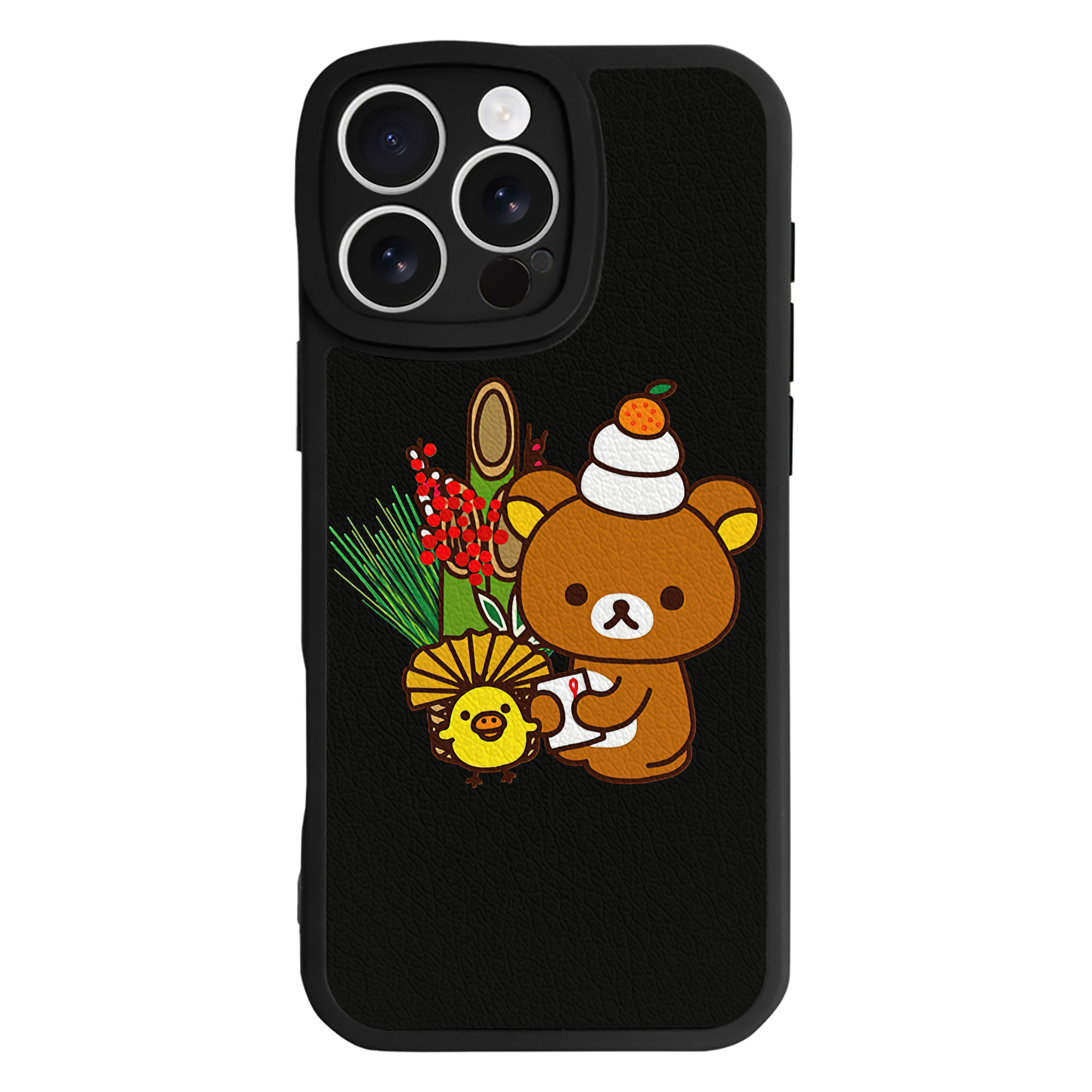 （画像用） リラックマ リラックマ キイロイトリ Rilakkuma Korilakkuma Kiiroitori 【iPhone 16シリーズ対応】シリコンスマホケース（レザー調） 材質：シリコン